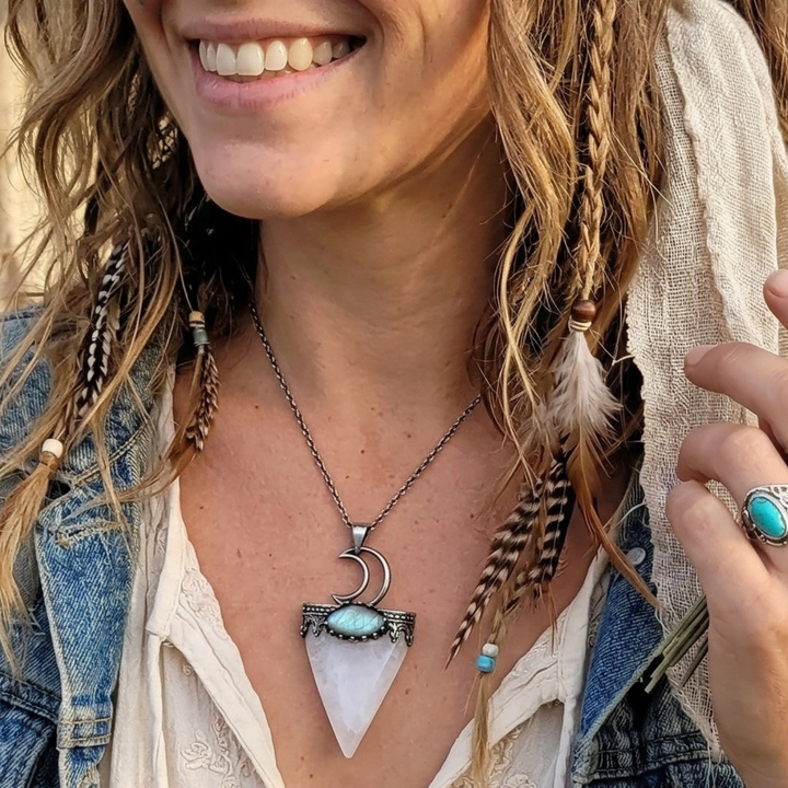 The Lunar Spear: Stone & Labradorite Talisman