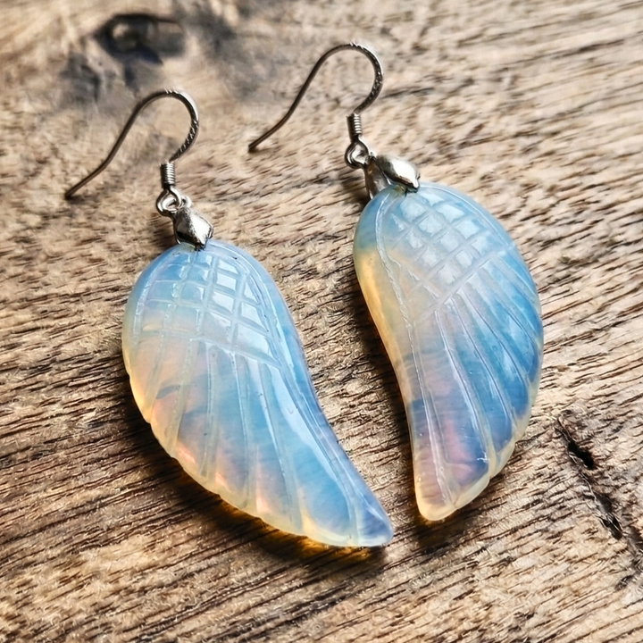 Fly High: Hand-Carved Gemstone Wing Earrings