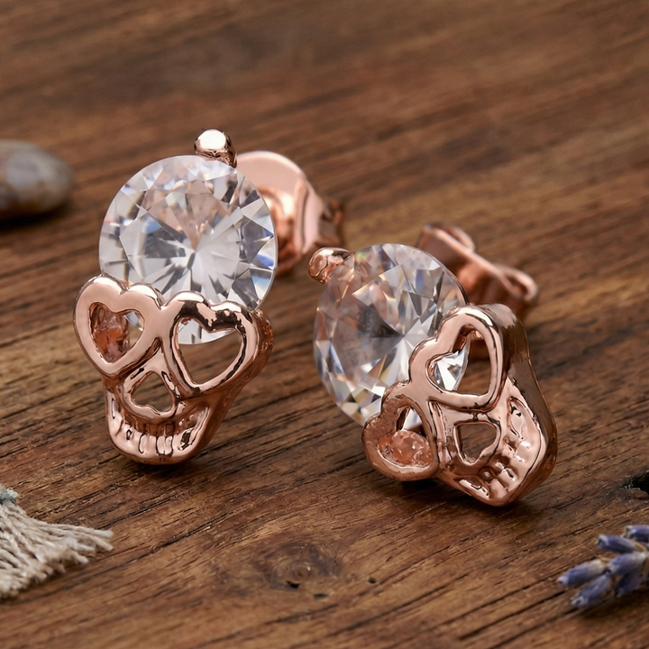 The Heart-Eye Memento Studs – Rose Gold & Crystal