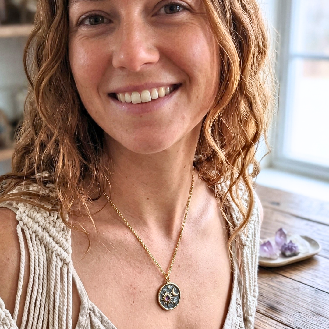 Celestial Harmony Gold Sun & Moon Medallion Necklace