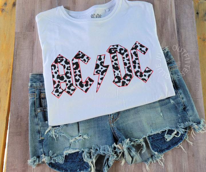 Ladies AC/DC Monochrome Leopard Tee | Officially Licensed