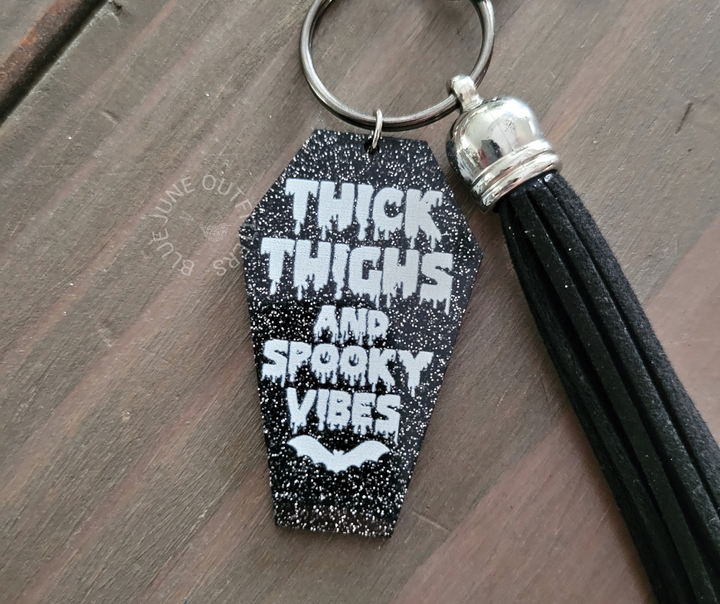Thick Thighs Spooky Vibes Keychain Bag Charm