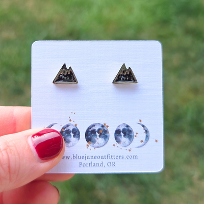 Mountain Range Stud Earrings | Hypoallergenic White Gold Plated
