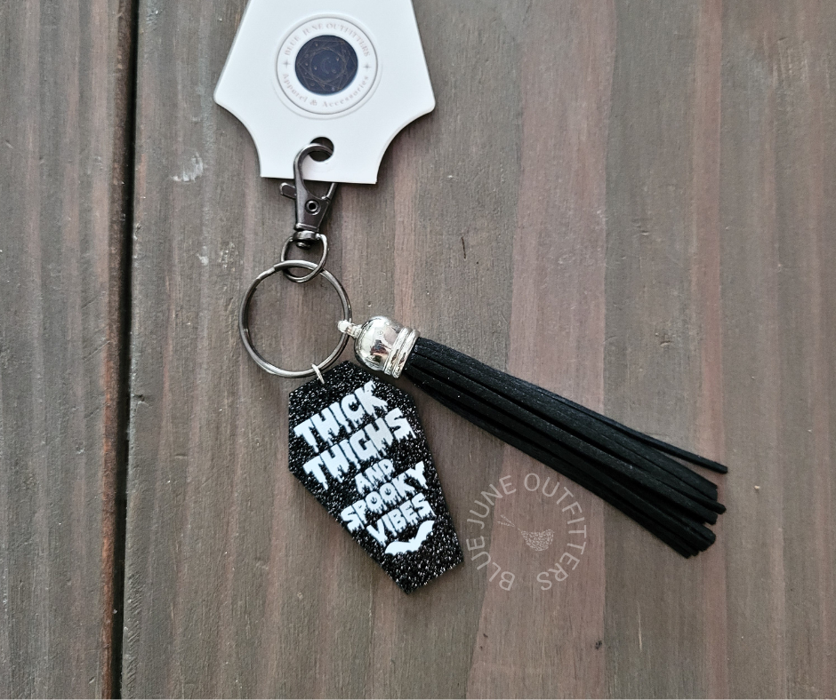 Thick Thighs Spooky Vibes Keychain Bag Charm
