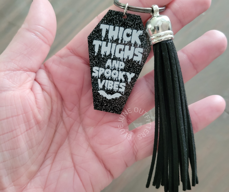 Thick Thighs Spooky Vibes Keychain Bag Charm