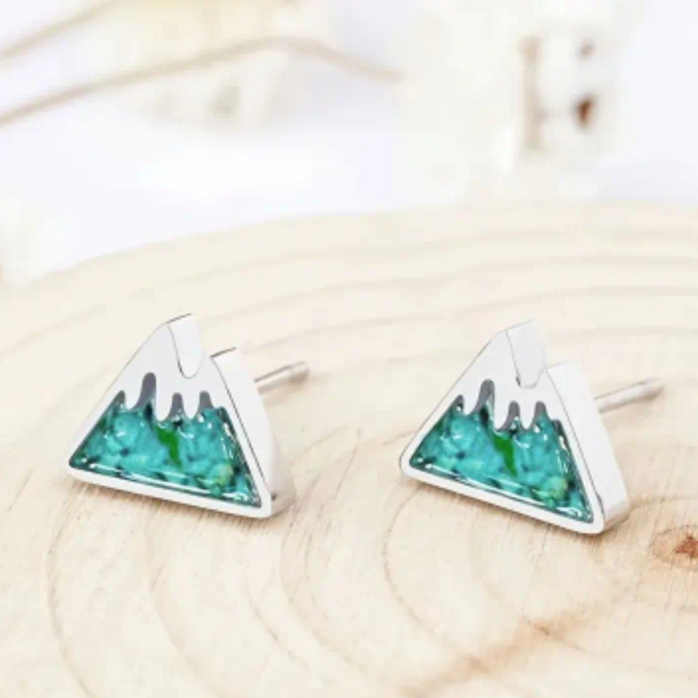 Mountain Range Stud Earrings | Hypoallergenic White Gold Plated