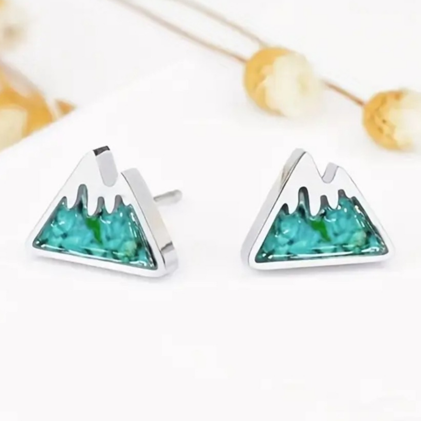 Mountain Range Stud Earrings | Hypoallergenic White Gold Plated