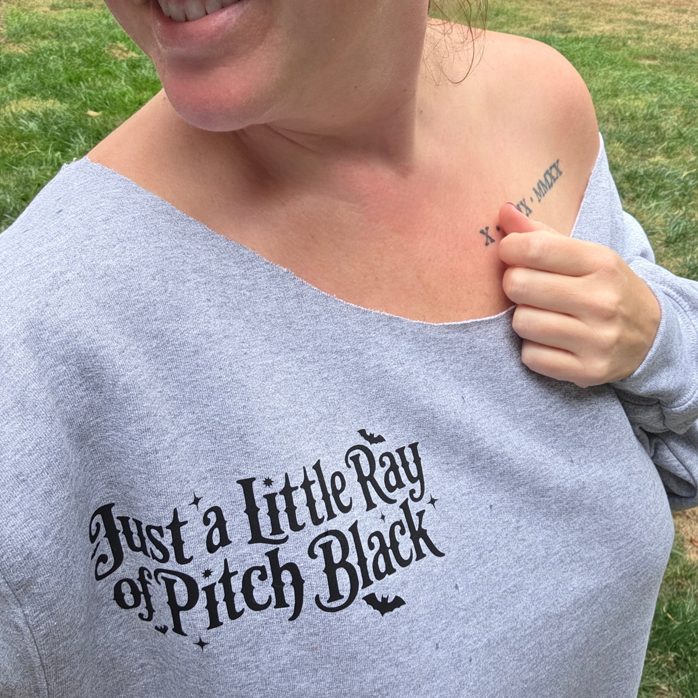 Just a Little Ray of Pitch Black | Off-The-Shoulder Sweatshirt