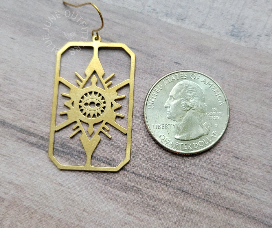 Solar Guardian Geometric Drop Earrings