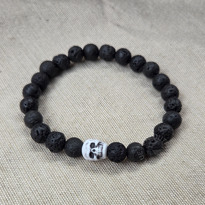 Spooky Season Halloween Skull or Jack-O-Lantern Lava Beaded Bracelet