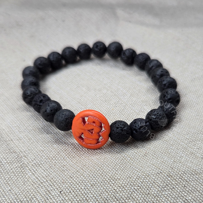 Spooky Season Halloween Skull or Jack-O-Lantern Lava Beaded Bracelet