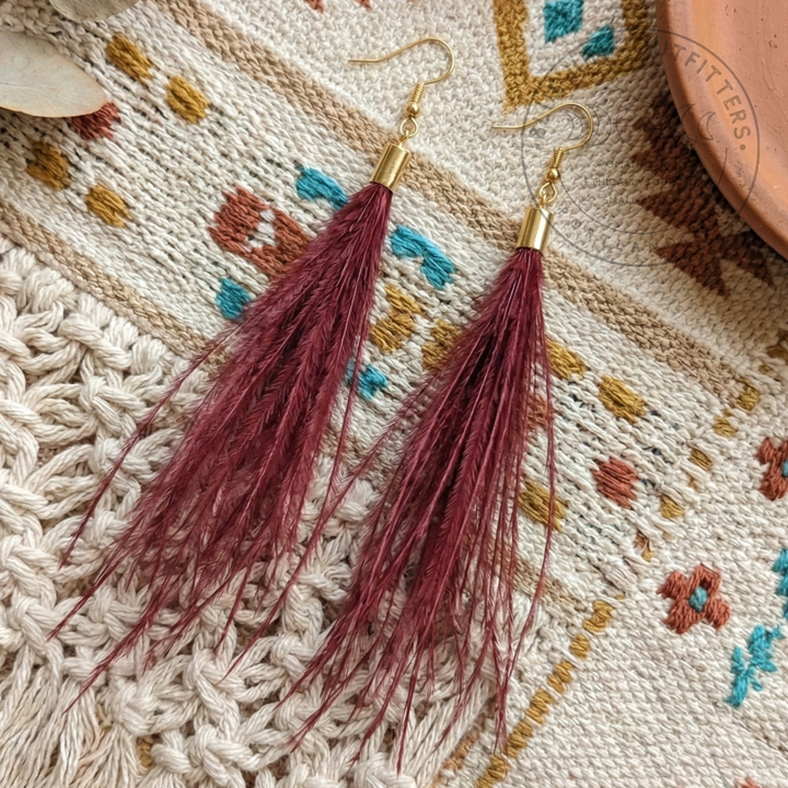 DEEP FUCHSIA ROOSTER FEATHER EARRINGS