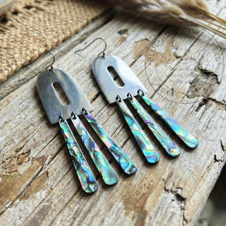Bohemian Abalone Shell Dangle Earrings