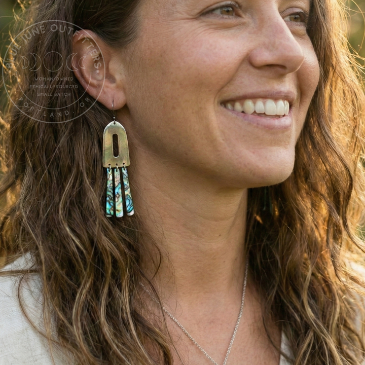 Bohemian Abalone Shell Dangle Earrings