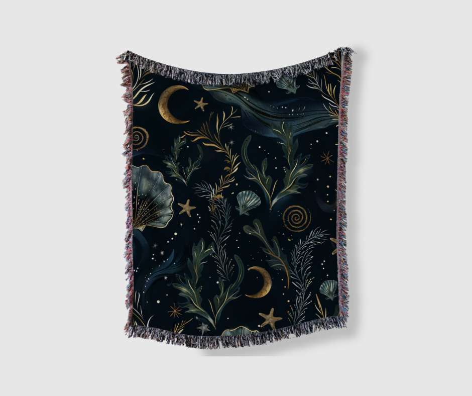 Mystical Sea Life | Woven Throw Blanket