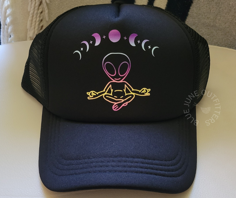 Ombre Meditation Alien Trucker Hat | Unisex Snapback Cap