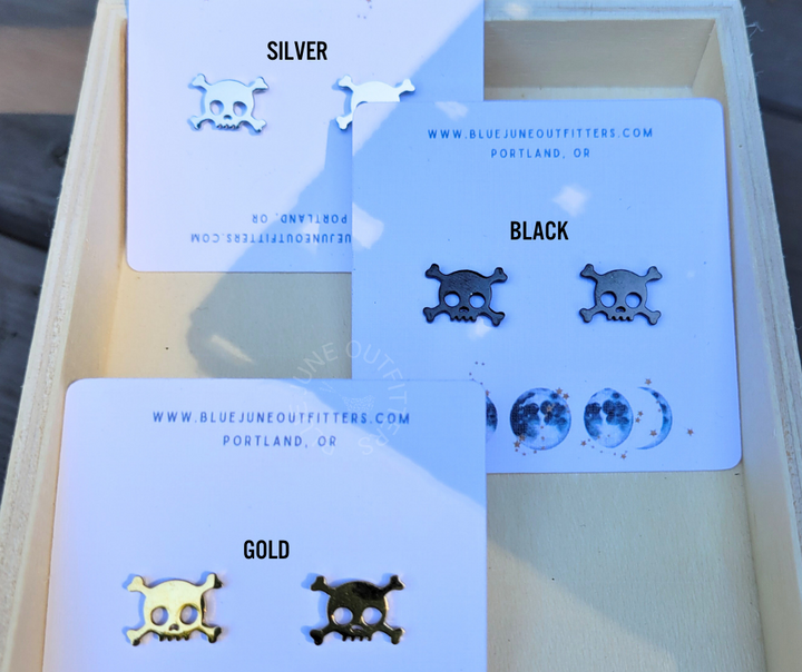 Skull and Crossbones Stud Earrings