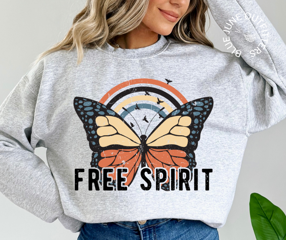 Free Spirit Butterfly | Retro Crewneck Sweatshirt
