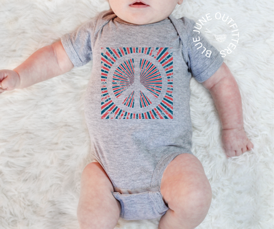 Red White Blue Peace | Hippie Fourth of July Baby Suit