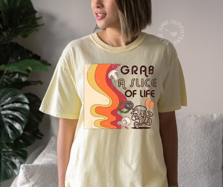 Take A Slice Of Life | Comfort Colors® Funny Retro Pizza Tee