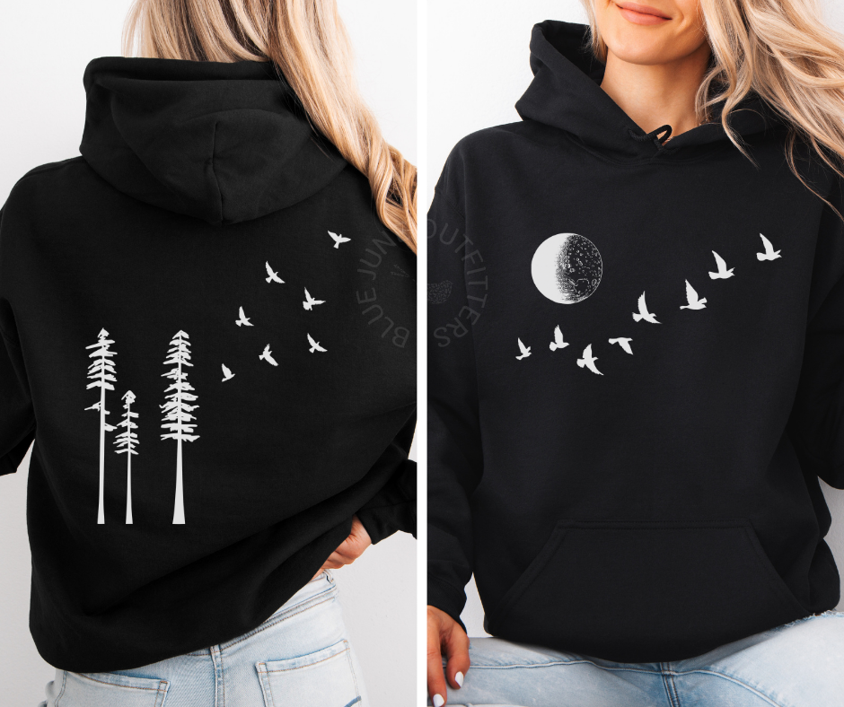 FLYING BIRDS FOREST MOON | NATURE LOVER HOODIE