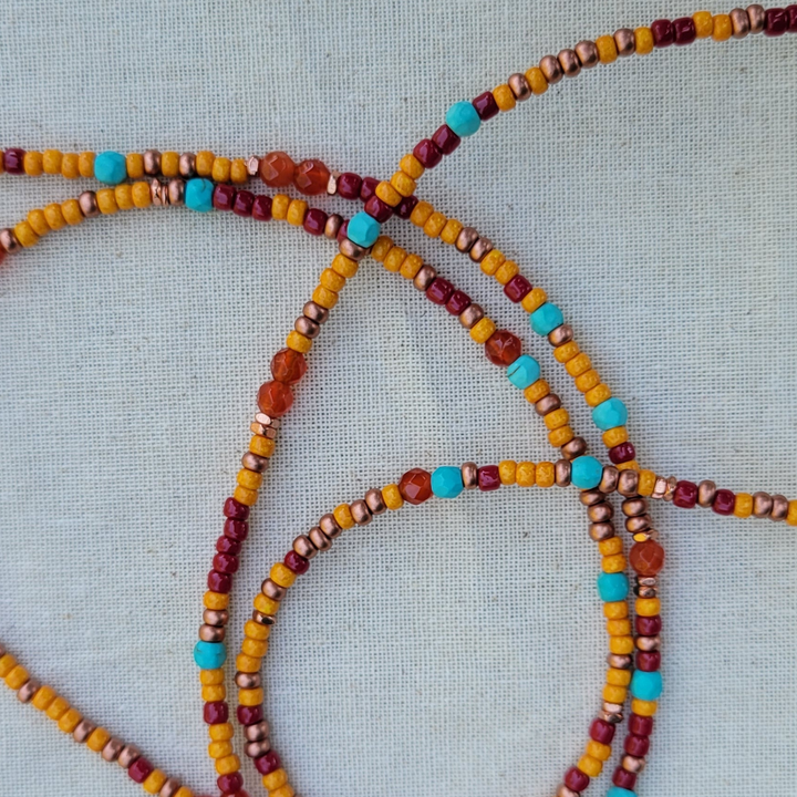 Desert Sunrise Wrap Bracelet – Turquoise, Carnelian & Copper