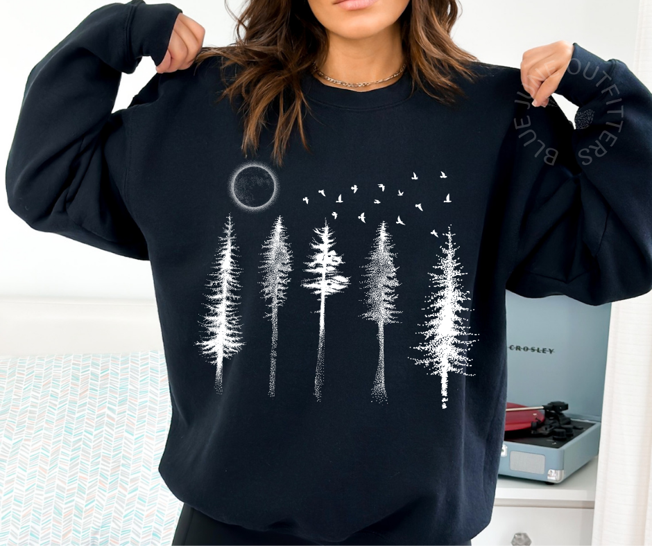Trendy Moon Nature Scene | Crewneck Sweatshirt