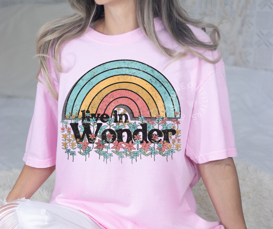 Live in Wonder | Boho Adventure Rainbow Tee