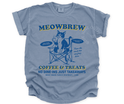 MEOWBREW COFFEE & TREATS | QUIRKY CAT AND COFFEE TEE
