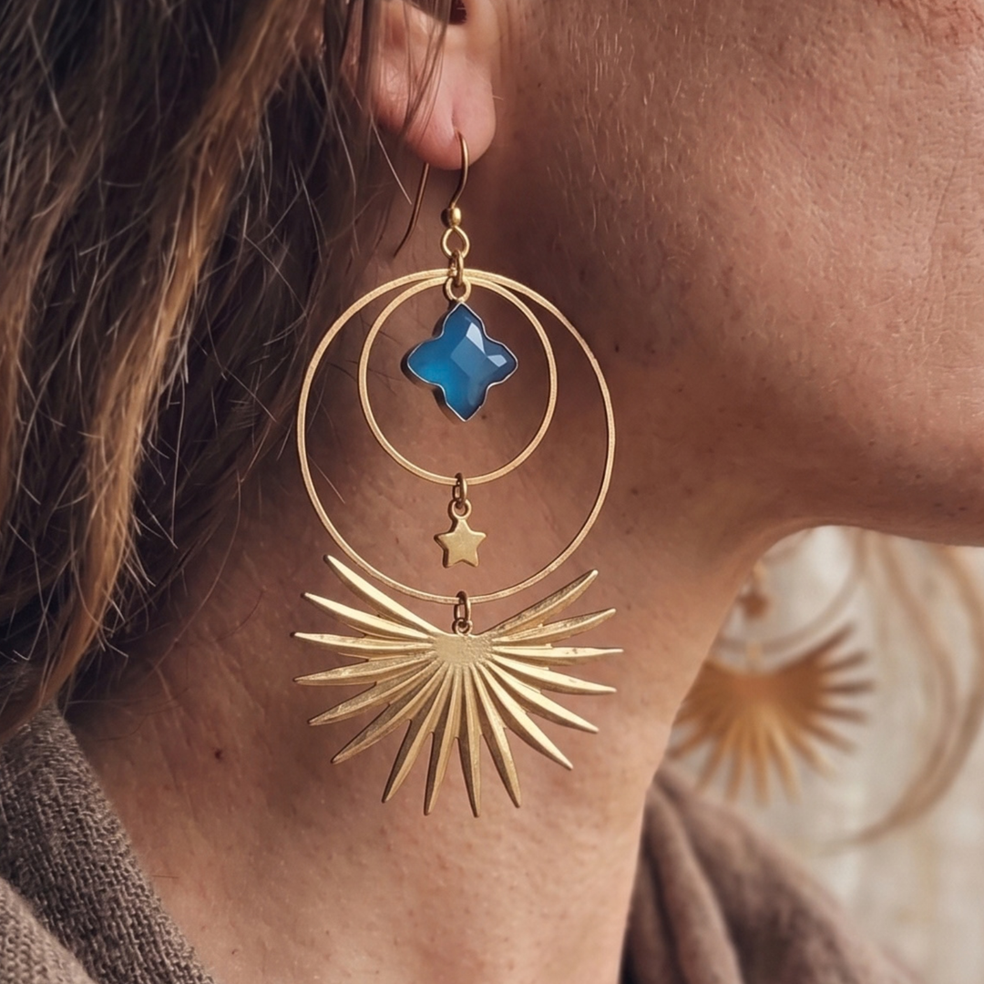 Cosmic Blue Nova Statement Dangles | Hypoallergenic Earrings