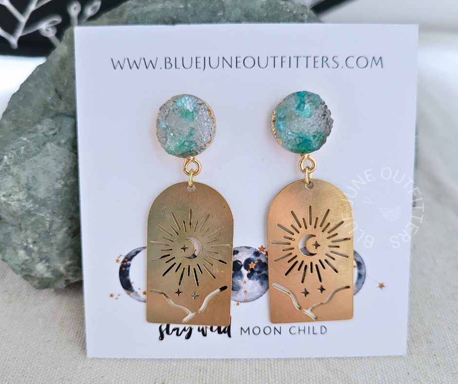 Boho Druzy Dangle Earrings | Bohemian Jewelry
