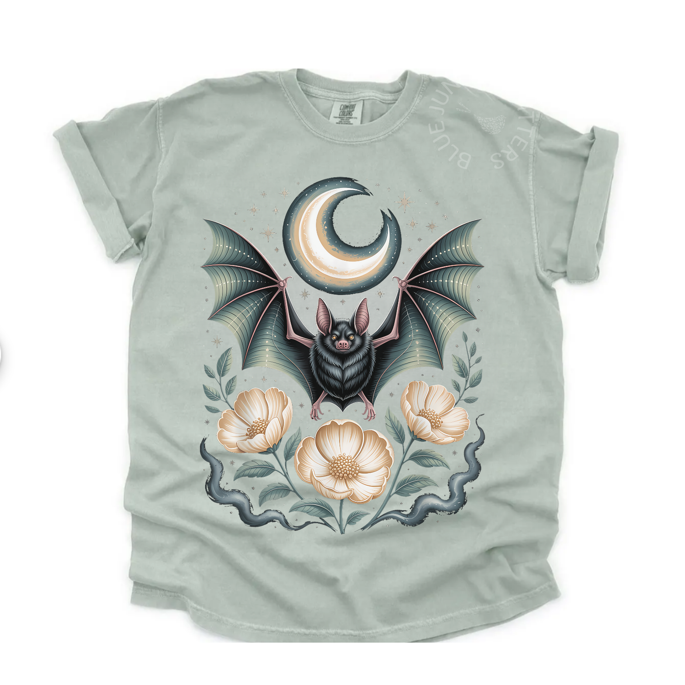 Bat Moon Witchy T-Shirt | Celestial Gothic Graphic Halloween Tee