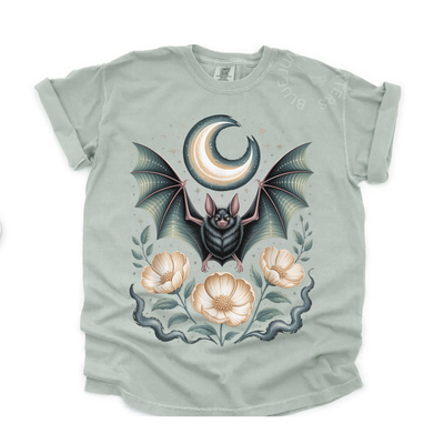 Bat Moon Witchy T-Shirt | Celestial Gothic Graphic Halloween Tee