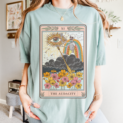 The Audacity Trippy Skeleton Tarot Tee | Witchy Unisex Shirt