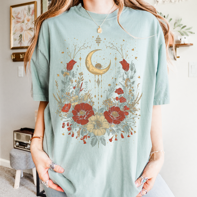 Celestial Bohemian Crescent Moon Tee | Unisex Comfort Colors Shirt