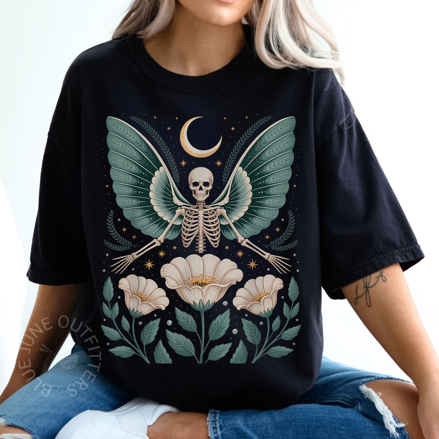 Comfort Colors Skeleton Moth Moon T-Shirt