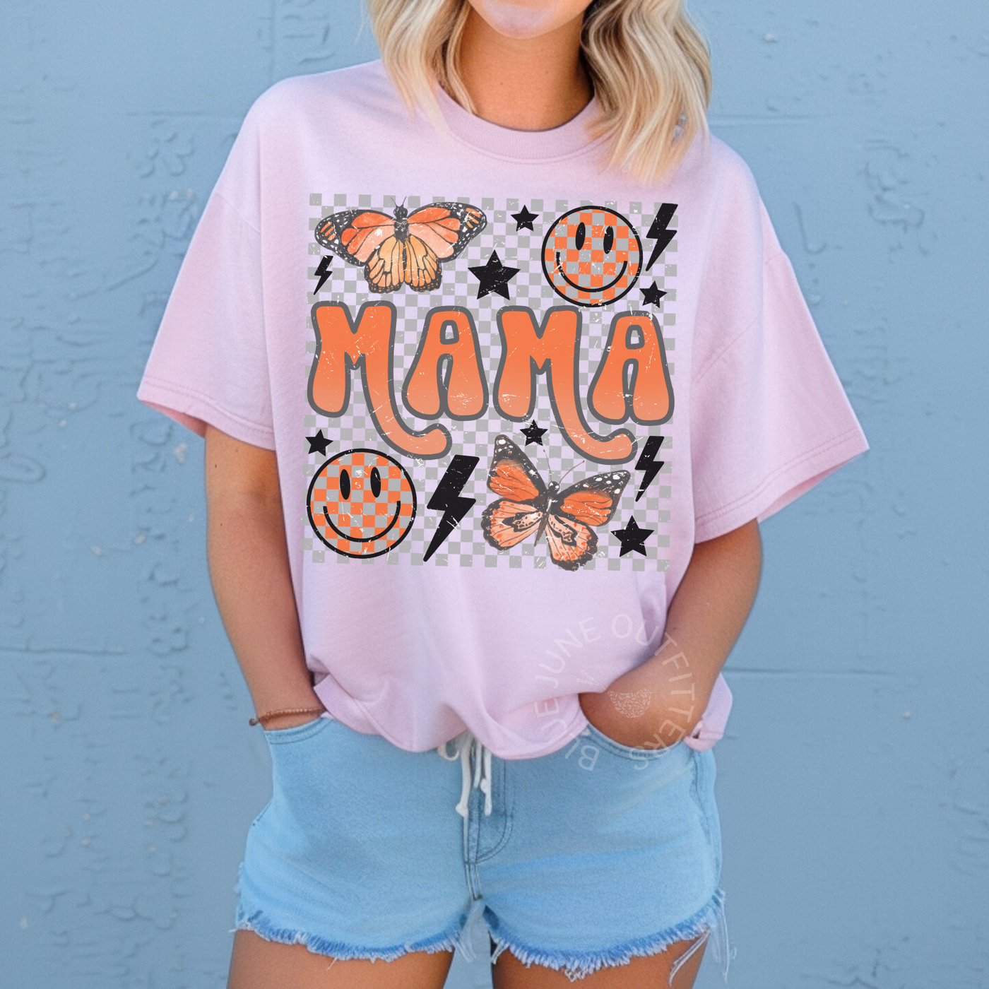 Retro Mama Shirt | Comfort Colors® Butterfly Smile Graphic Tee