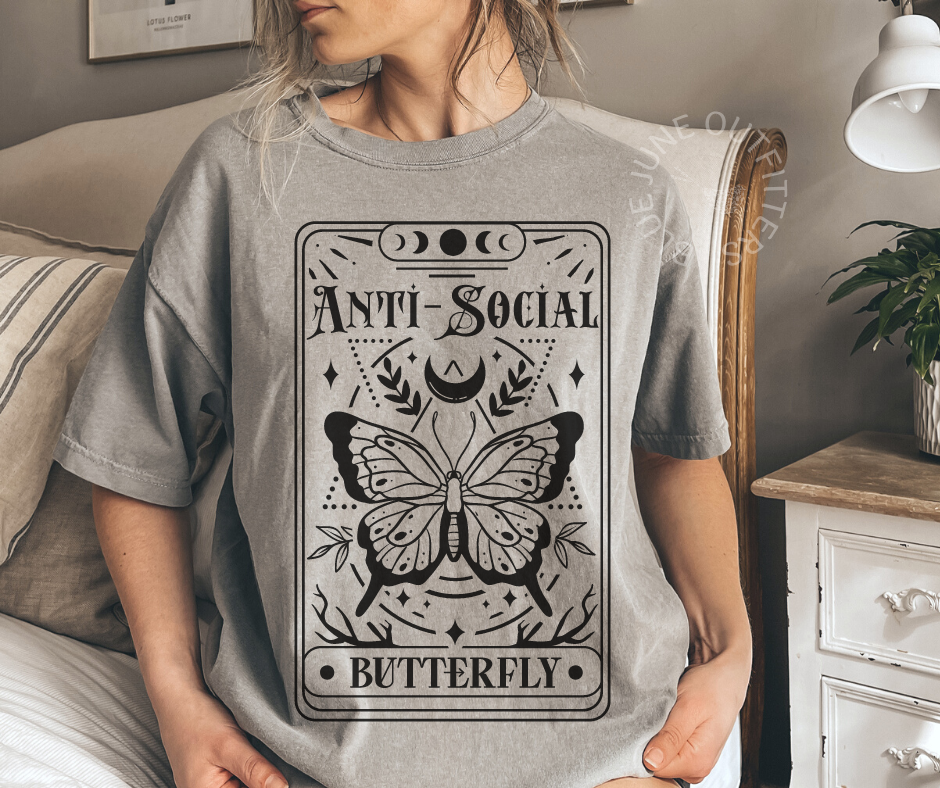 Anti-Social Butterfly Tarot | Mystical Comfort Colors® Tee