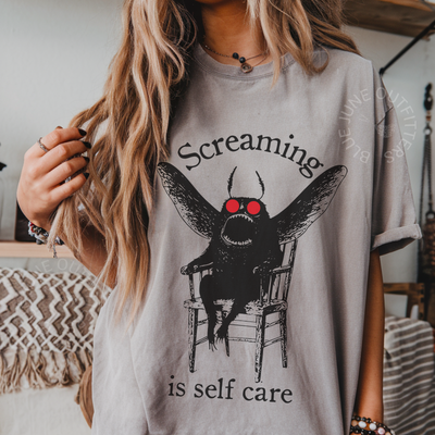 Screaming Is Self Care Cryptid T-Shirt | Funny Mothman Tee