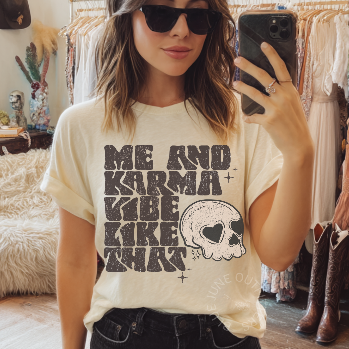 ME AND KARMA VIBE LIKE THAT | CUTE SKULL TEE