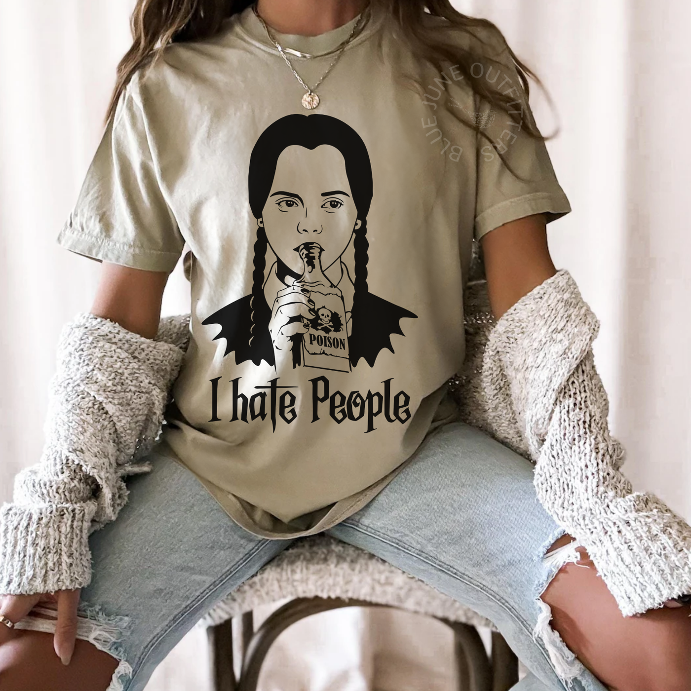 I Hate People Graphic Tee – Wednesday Addams Inspired Halloween Shirt