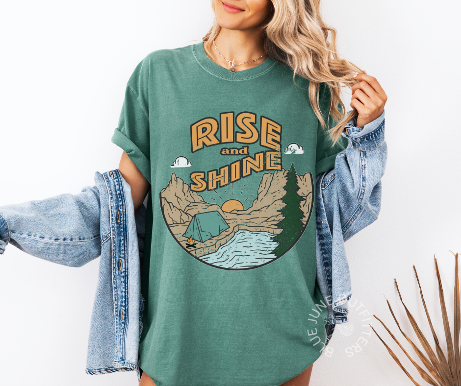 Rise and Shine Graphic Tee | Camping Nature Hiking Shirt