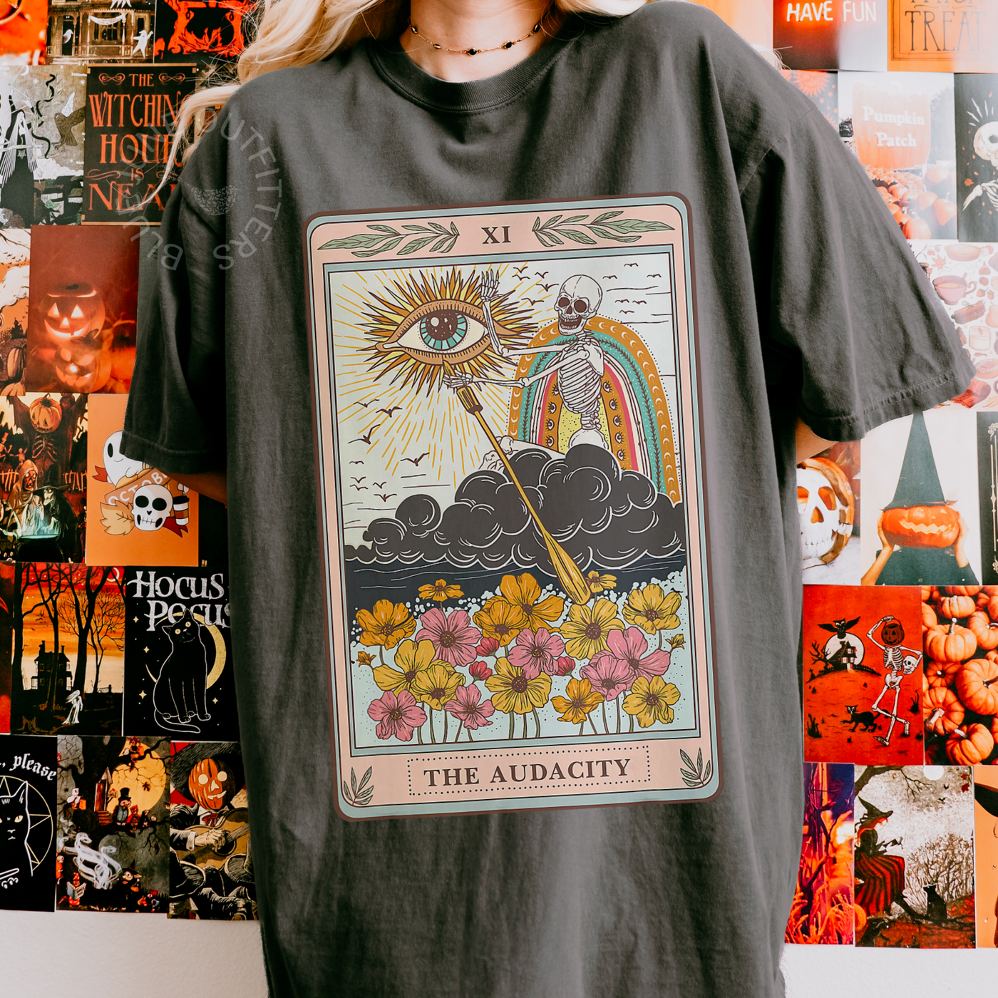 The Audacity Trippy Skeleton Tarot Tee | Witchy Unisex Shirt