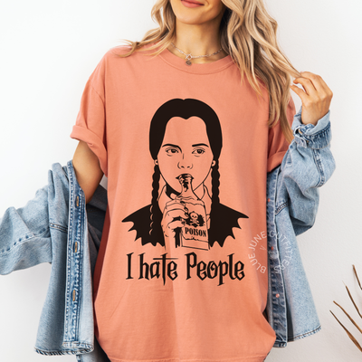 I Hate People Graphic Tee – Wednesday Addams Inspired Halloween Shirt