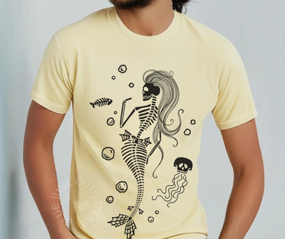 Skeleton Mermaid Tee – Spooky Sea Siren Graphic Shirt