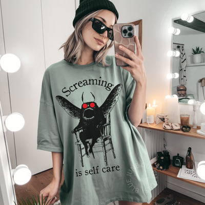 Screaming Is Self Care Cryptid T-Shirt | Funny Mothman Tee