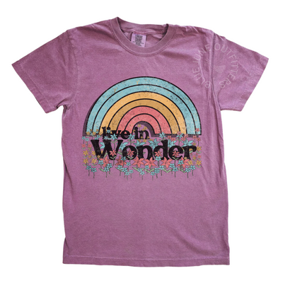 Live in Wonder | Boho Adventure Rainbow Tee