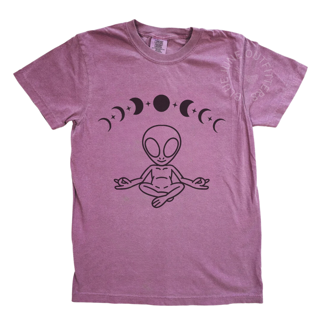 Zen Moon Phase Alien | Comfort Colors Meditation Tee