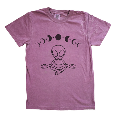 Zen Moon Phase Alien | Comfort Colors Meditation Tee