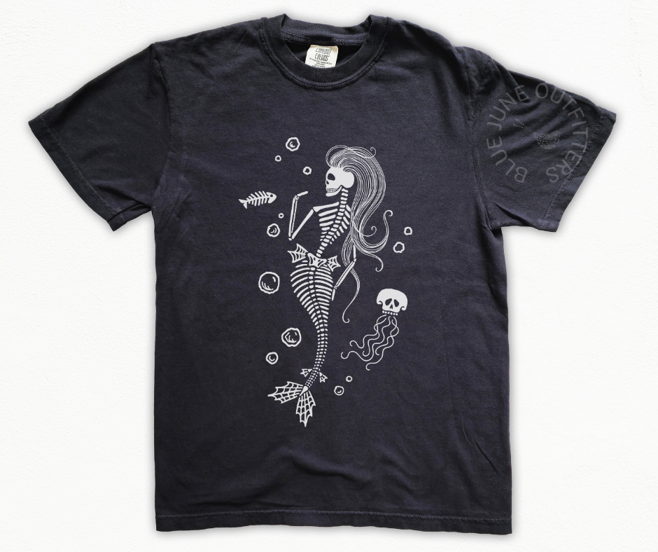 Skeleton Mermaid Tee – Spooky Sea Siren Graphic Shirt